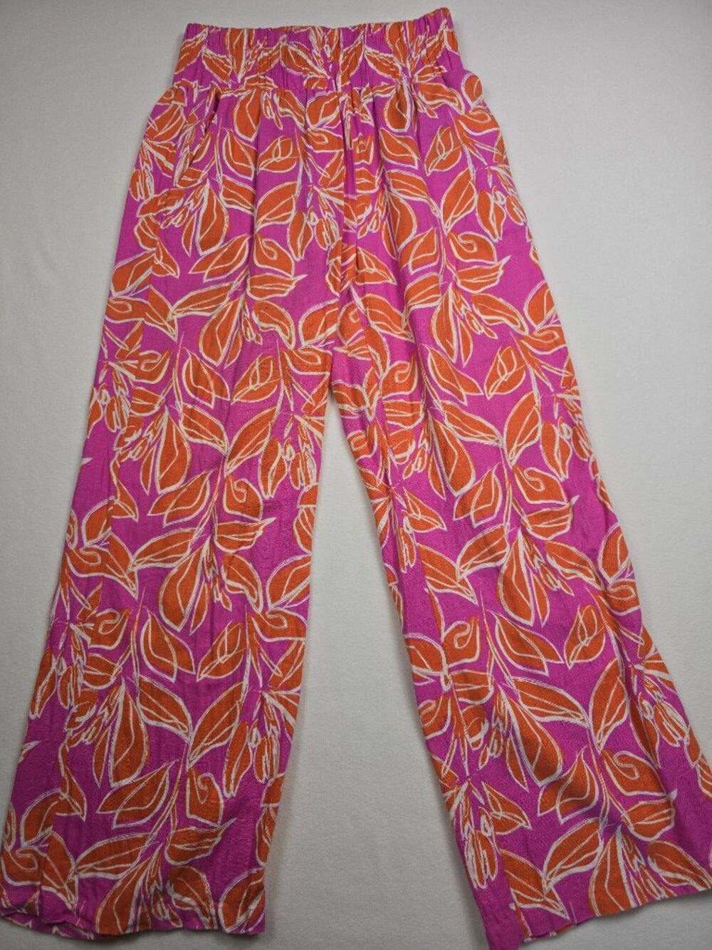 Sincerely Jules Large Tropical Print Wide Leg Linen Blend Boho Palazzo Pants